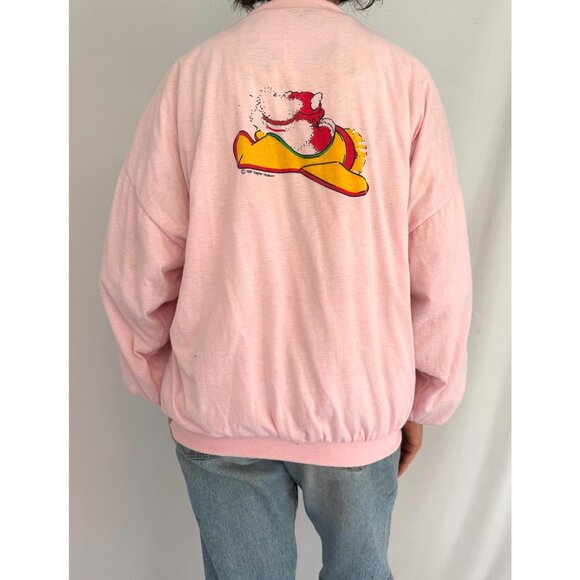 80s vintage pink reversible puffy santa bear holiday graphic pullover sweatshirt - Picture 5 of 10